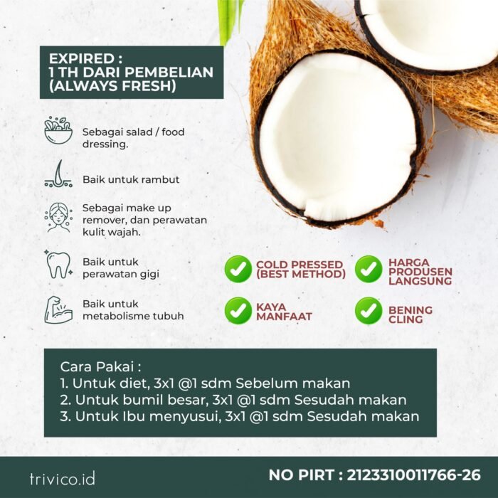 Trivico Minyak VCO Organik Virgin Coconut Oil 100ml - Minyak Murni dan Serbaguna - Image 3