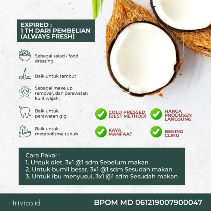 TRIVICO Minyak VCO Organik Virgin Coconut Oil Spray 100ml - Untuk Masak, Salad Dressing dan Menumis - Image 6