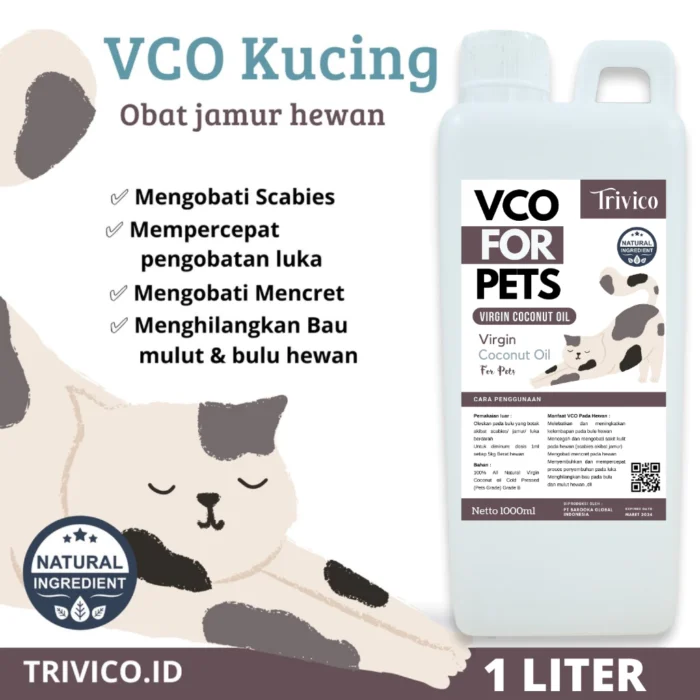TRIVICO Minyak VCO Hewan 1 Liter - Obat Ampuh Scabies & Jamur untuk Hewan - Image 1