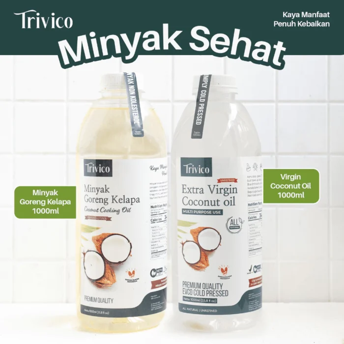 TRIVICO Paket Hemat 2 Minyak Kelapa Extra Virgin Coconut Oil & Minyak Goreng 1 Liter - Image 1