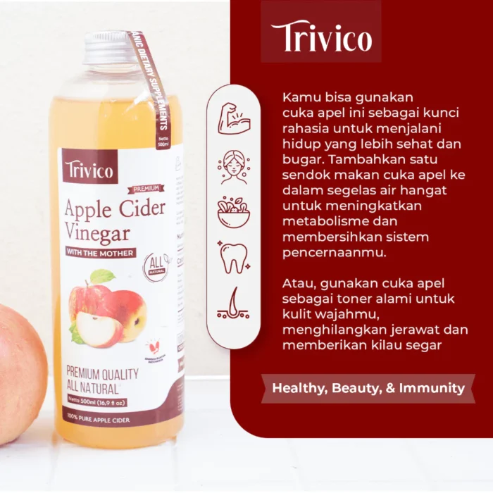TRIVICO Cuka Apel Organik With Mother Minuman Diet Turunkan Berat Badan Untuk Diabetes & Jerawat - Image 6