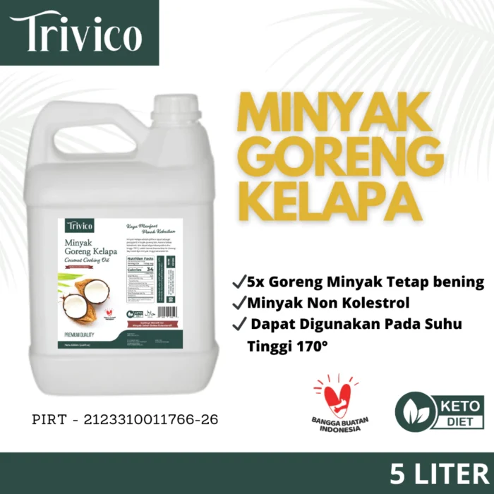 TRIVICO Minyak Goreng Kelapa 5 Liter - Gurih & Sehat, 100% Murni Minyak Kelapa Asli - Image 3