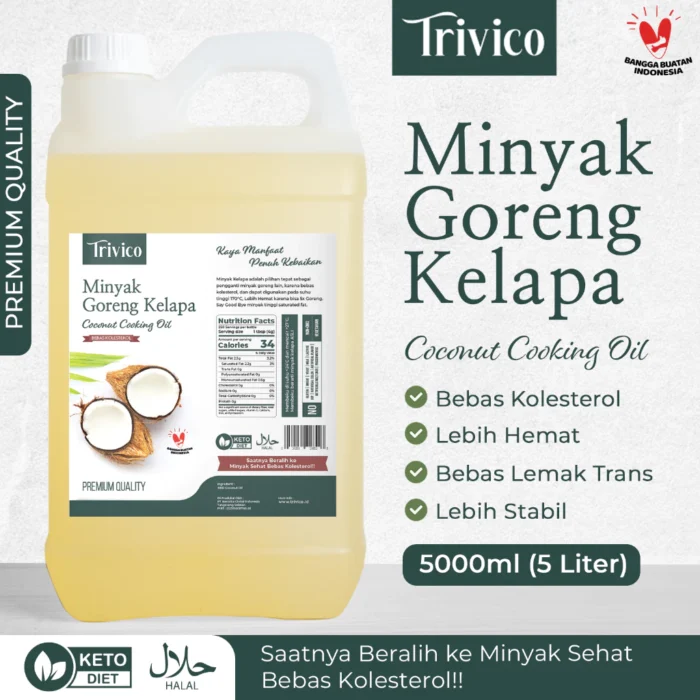 TRIVICO Minyak Goreng Kelapa 5 Liter - Gurih & Sehat, 100% Murni Minyak Kelapa Asli - Image 1