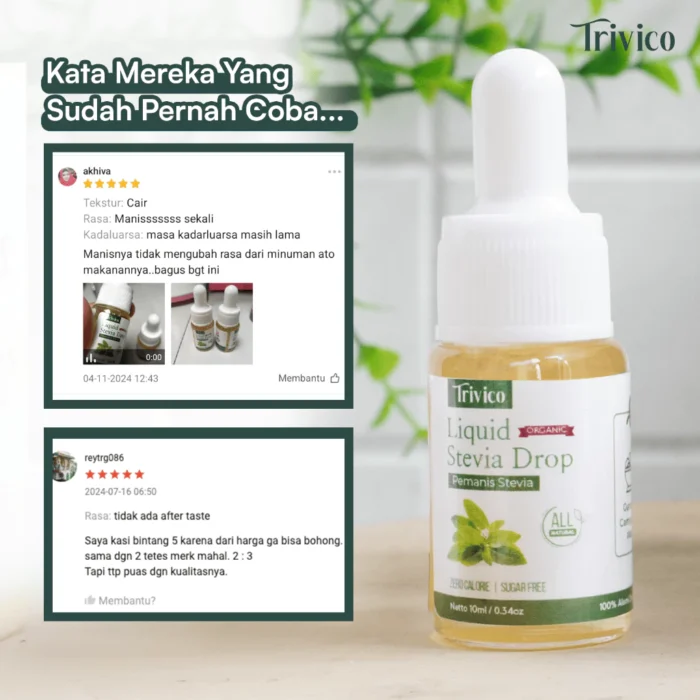 TRIVICO Liquid Stevia - Pemanis 0 Kalori Alami, Ekstrak Daun Stevia 98% - Image 4